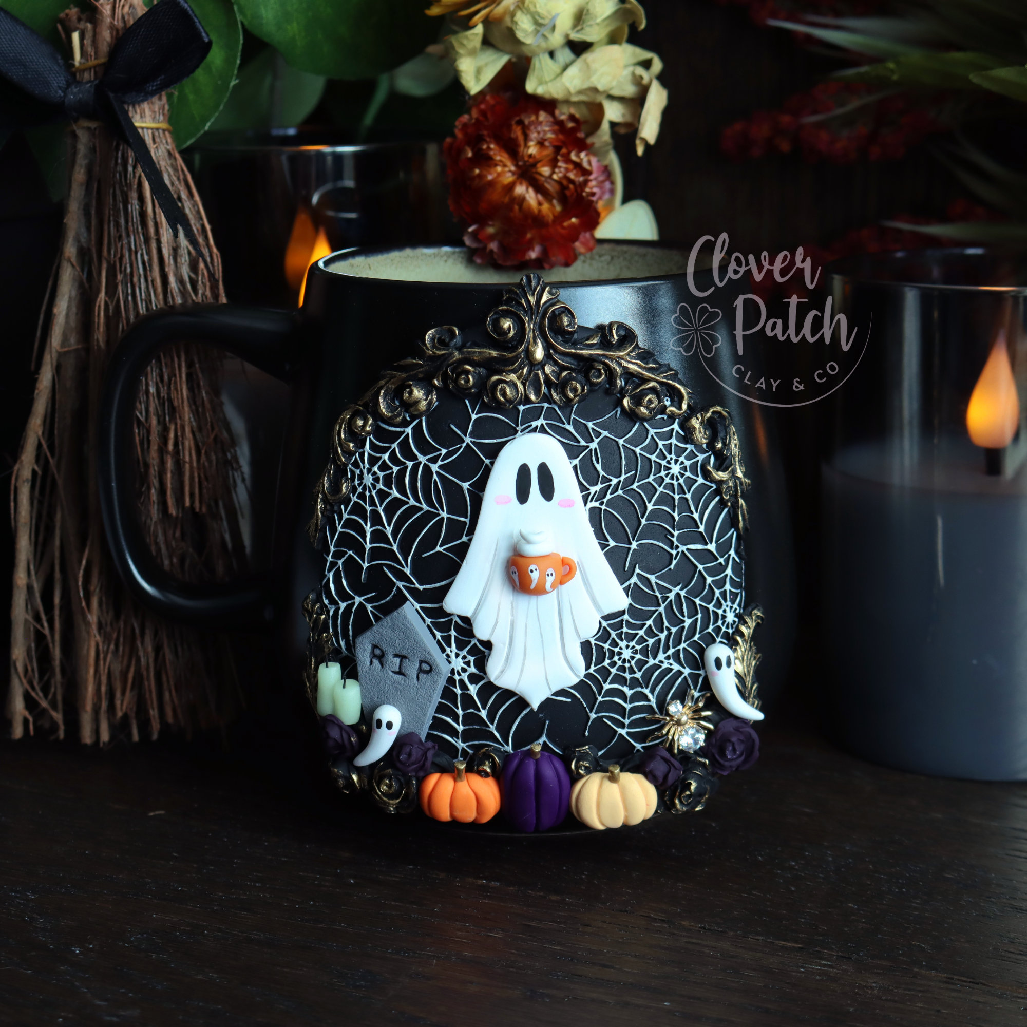 Ghost Web Pumpkin Mug